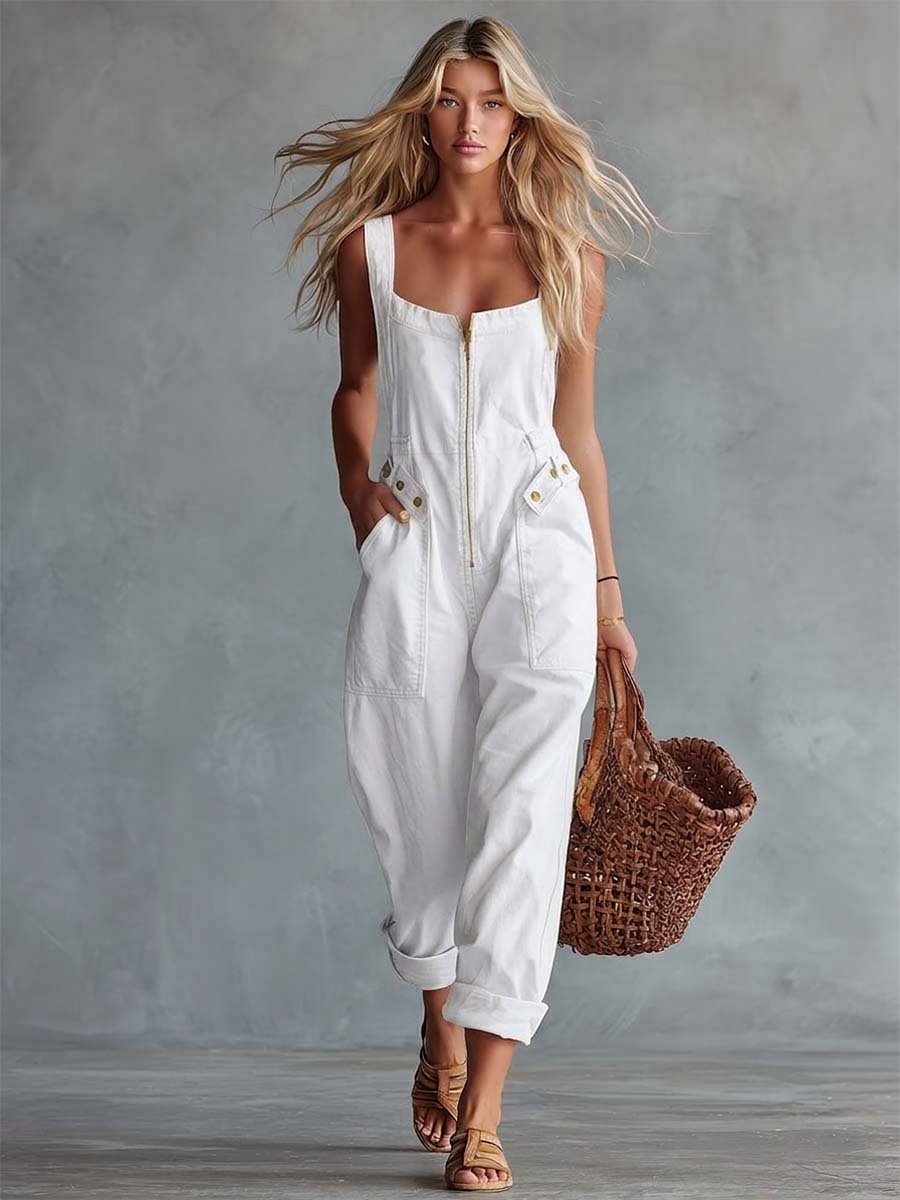 Karen | Vintage-Inspired Light Denim Jumpsuit