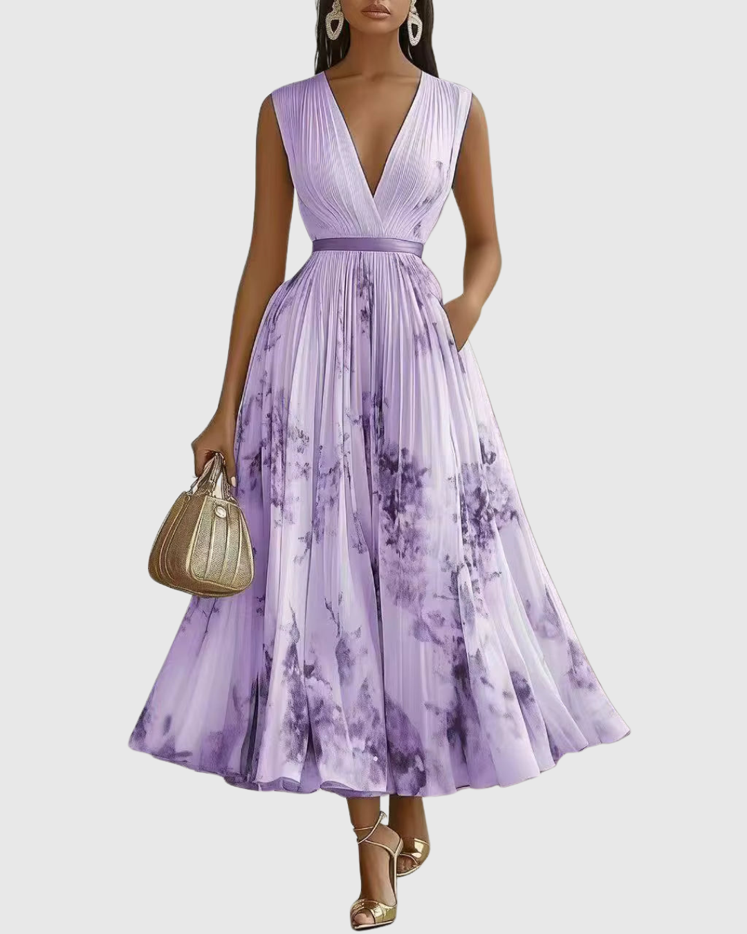 Rowella | Long Sleeve V Neck Floral Maxi Dress