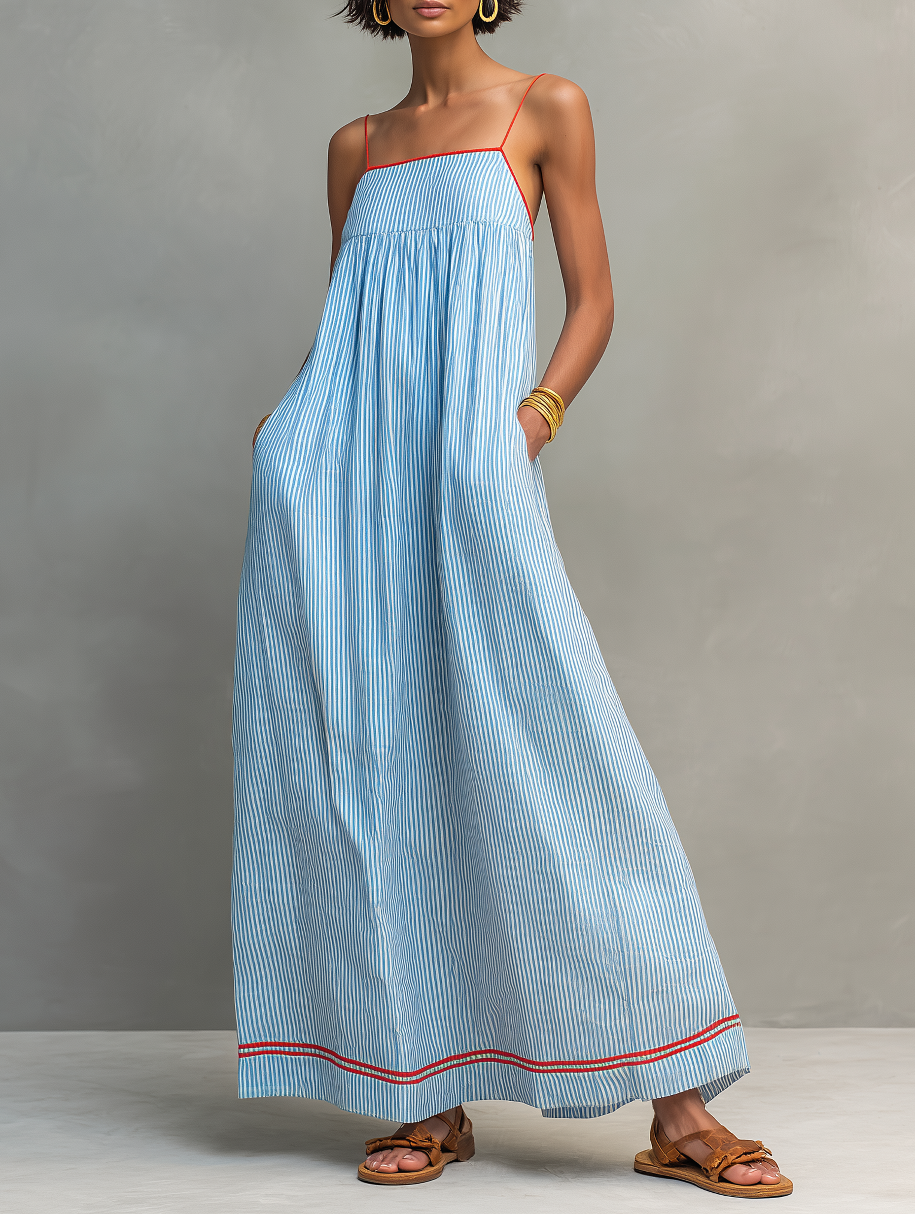 Amelia | Minimalist Striped Maxi Dress