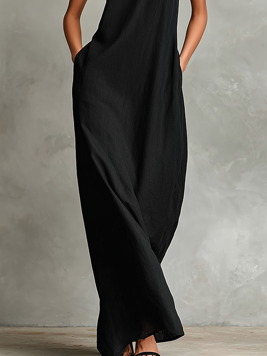 Alena | Minimalist High-Neck Maxi Dress