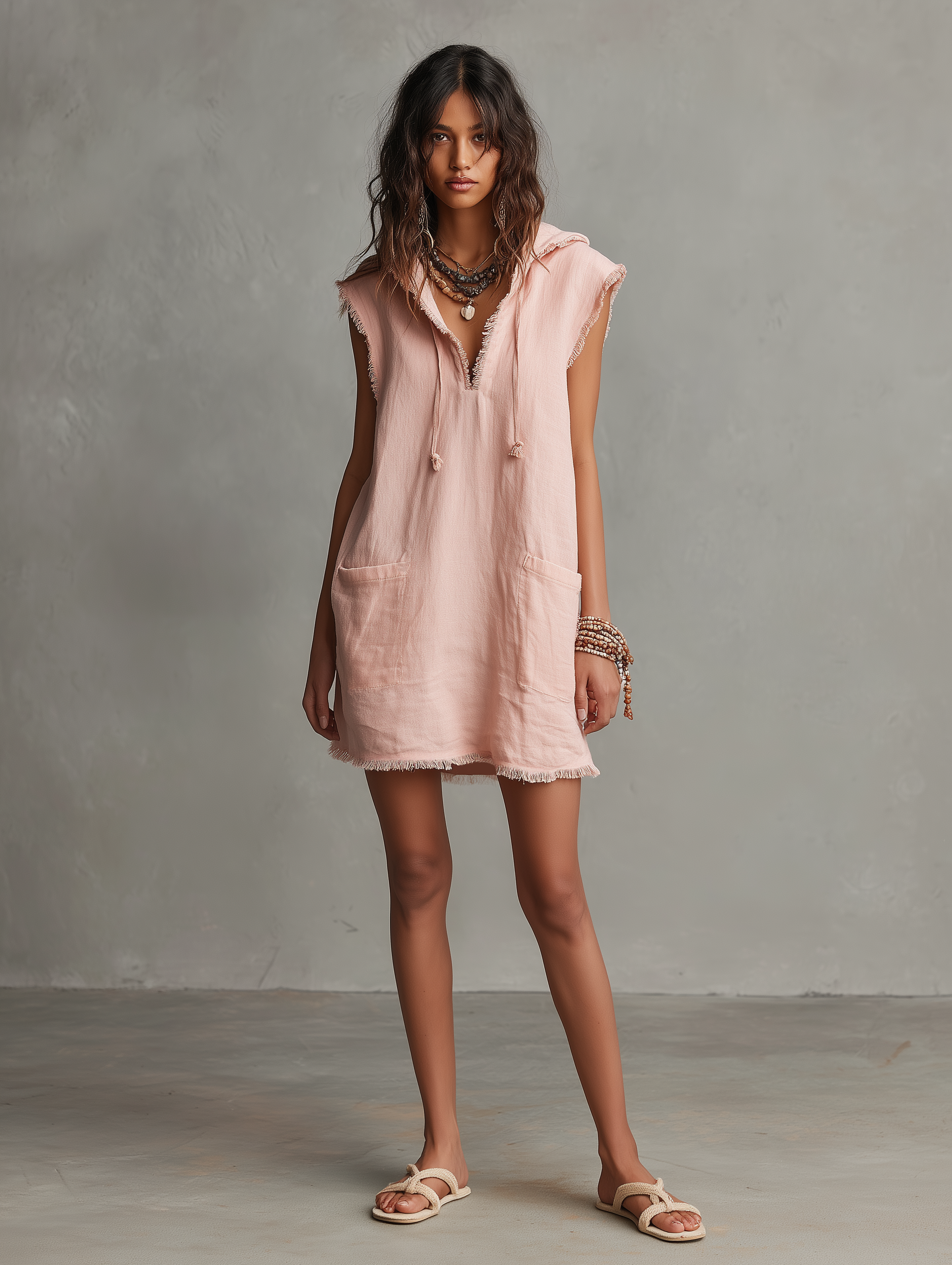Marla | Minimalist Hooded Sleeveless Mini Dress
