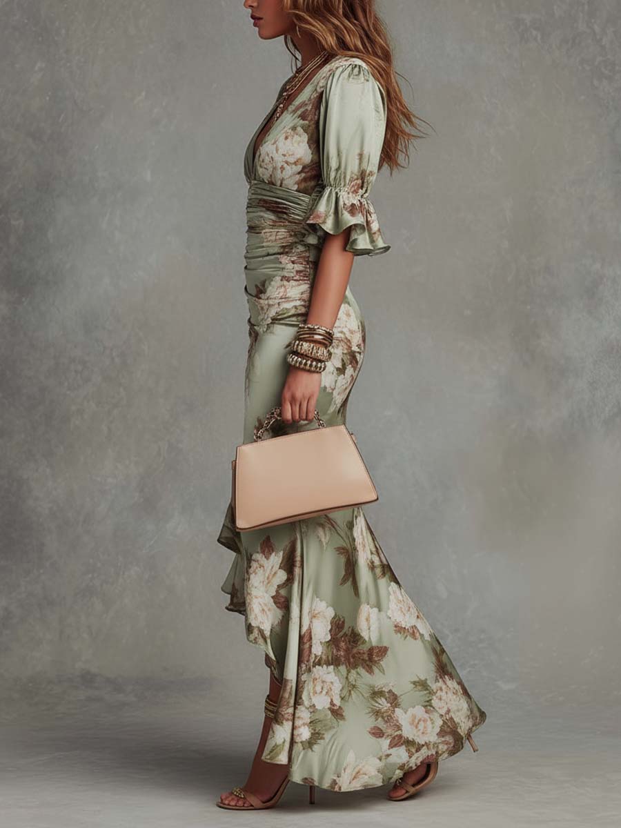 Anastasia | Asymmetric Satin Maxi Dress