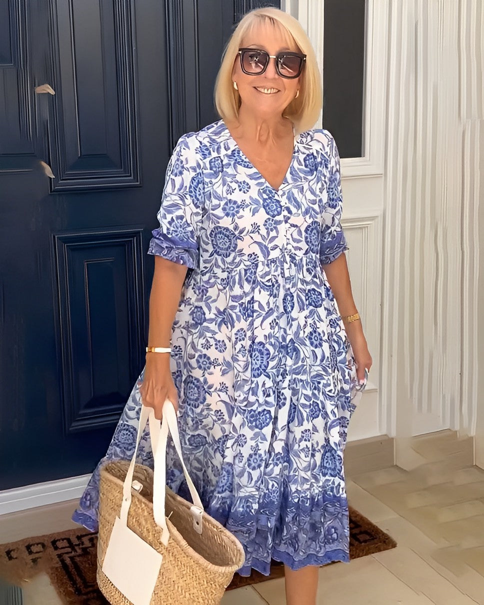 Ellie | Elegant Floral V-Neck Dress