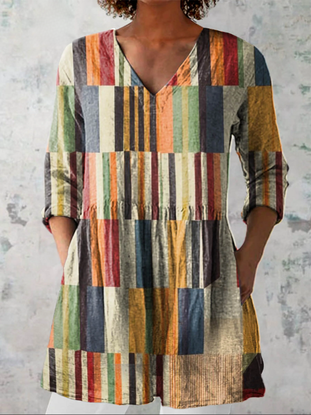 Oriana - Long Blouse with V-Neck