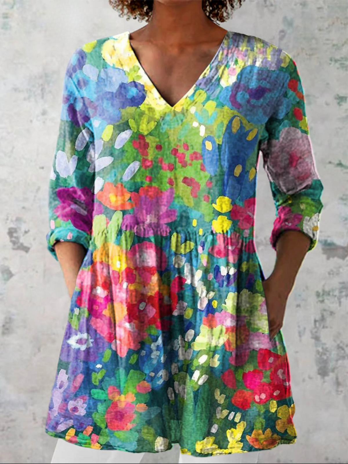 Bryony - Long Blouse with V-Neck