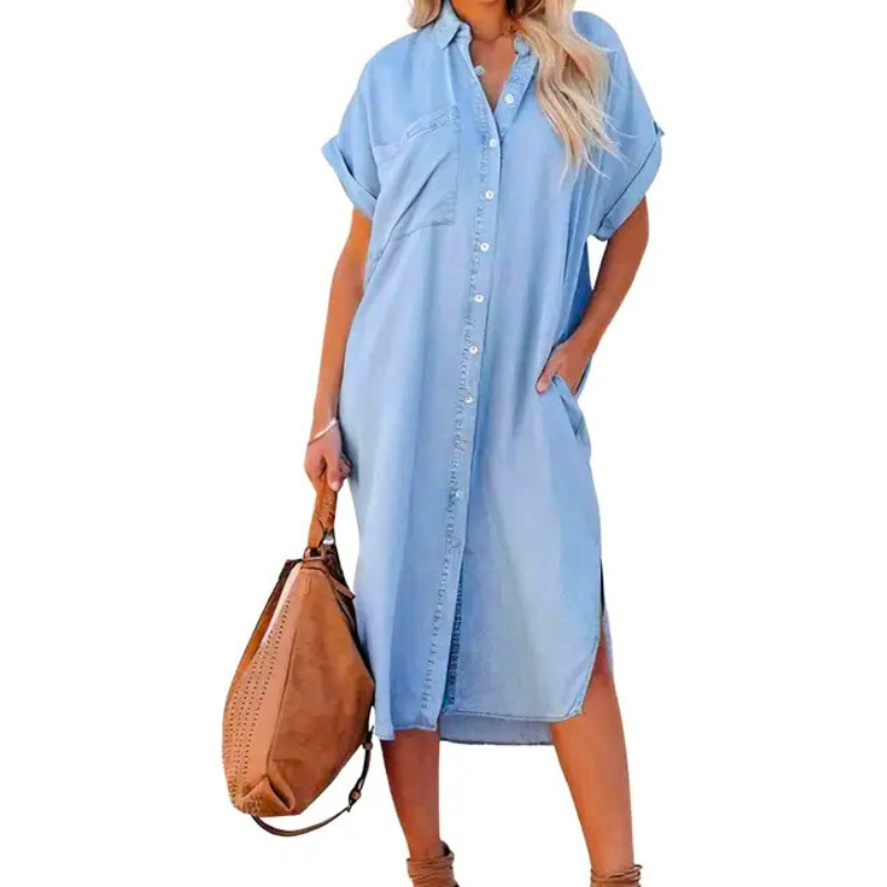 Ada | Elegant Loose Midi Shirt Dress