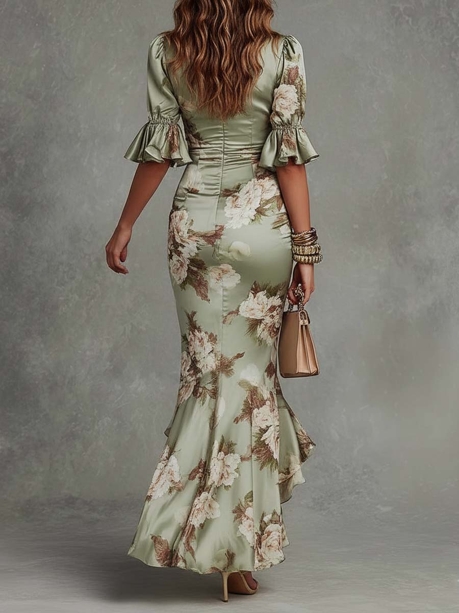 Anastasia | Asymmetric Satin Maxi Dress