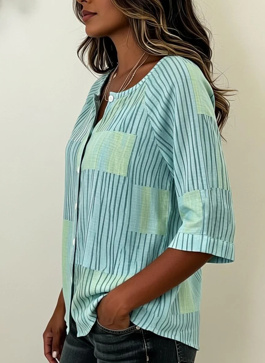 Kaila | Patchwork Stripe Print Blouse