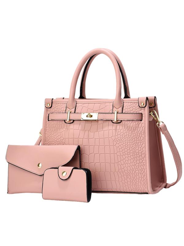 Dorothy | Croco Embossed Crossbody Handbag Set - Pink