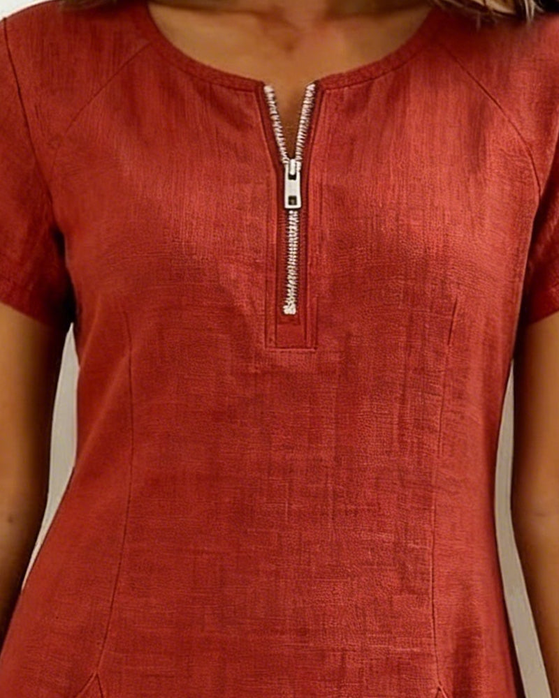 Zahara | Casual Dress with Zipper & Pockets