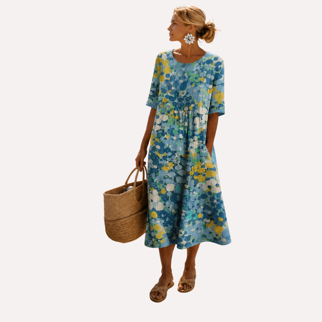 Elena | Chic Botanical Midi Dress