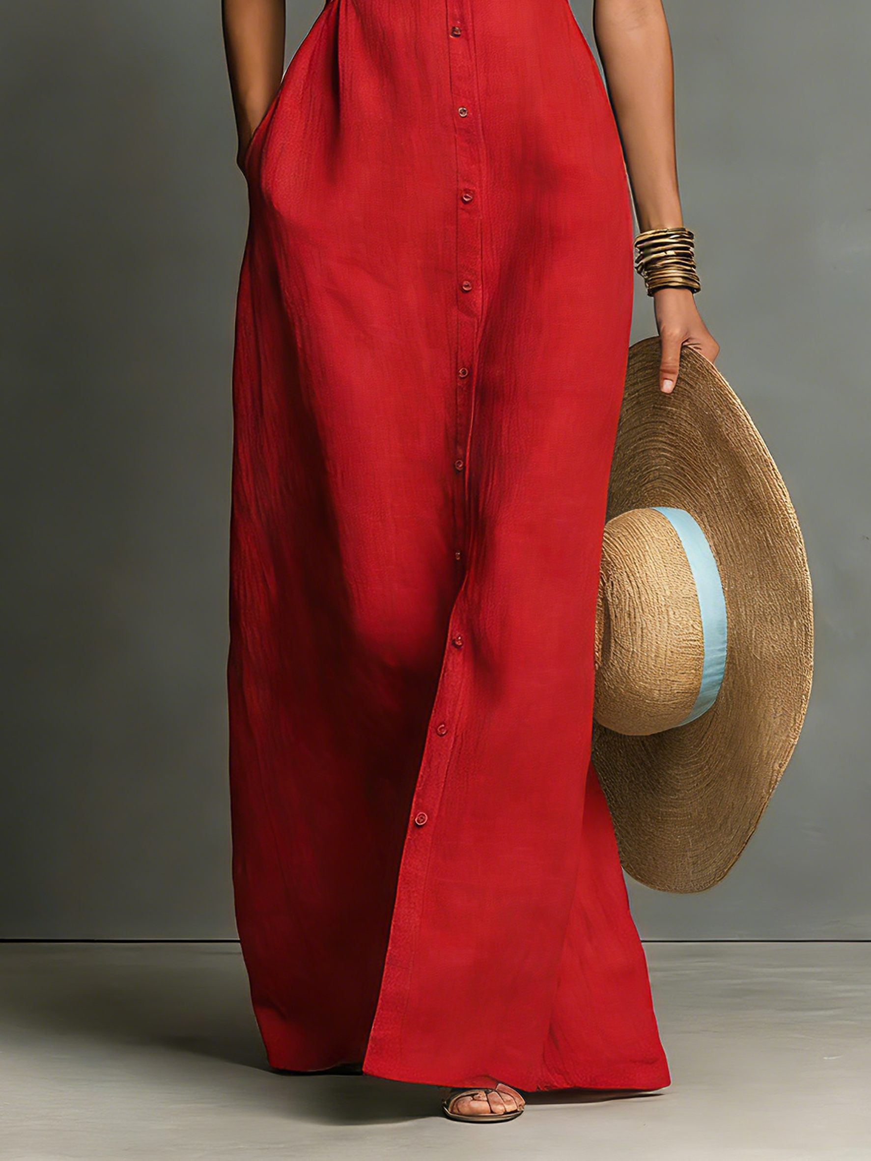 Amelia | Sleeveless Maxi Shirt Dress