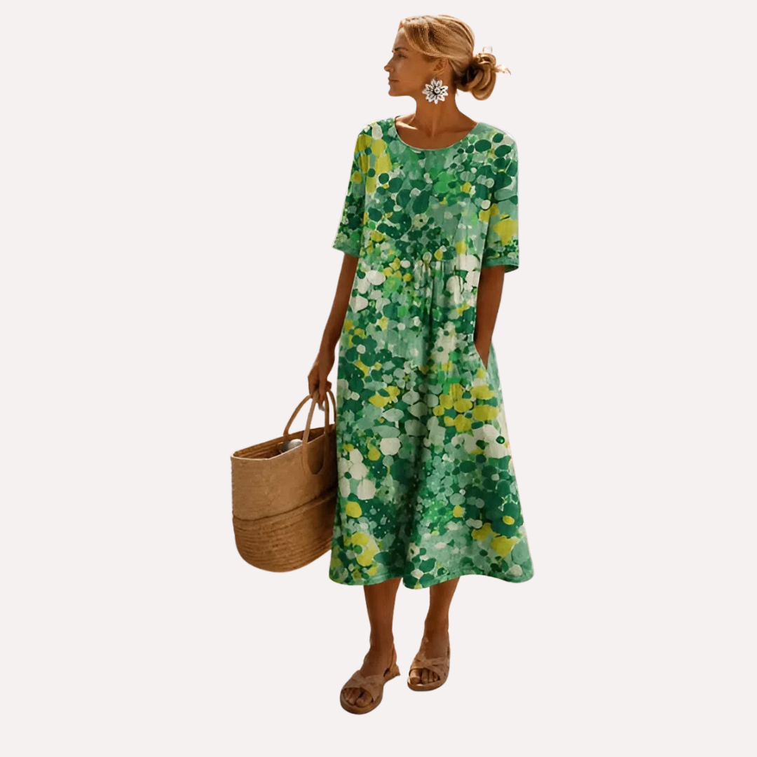 Elena | Chic Botanical Midi Dress