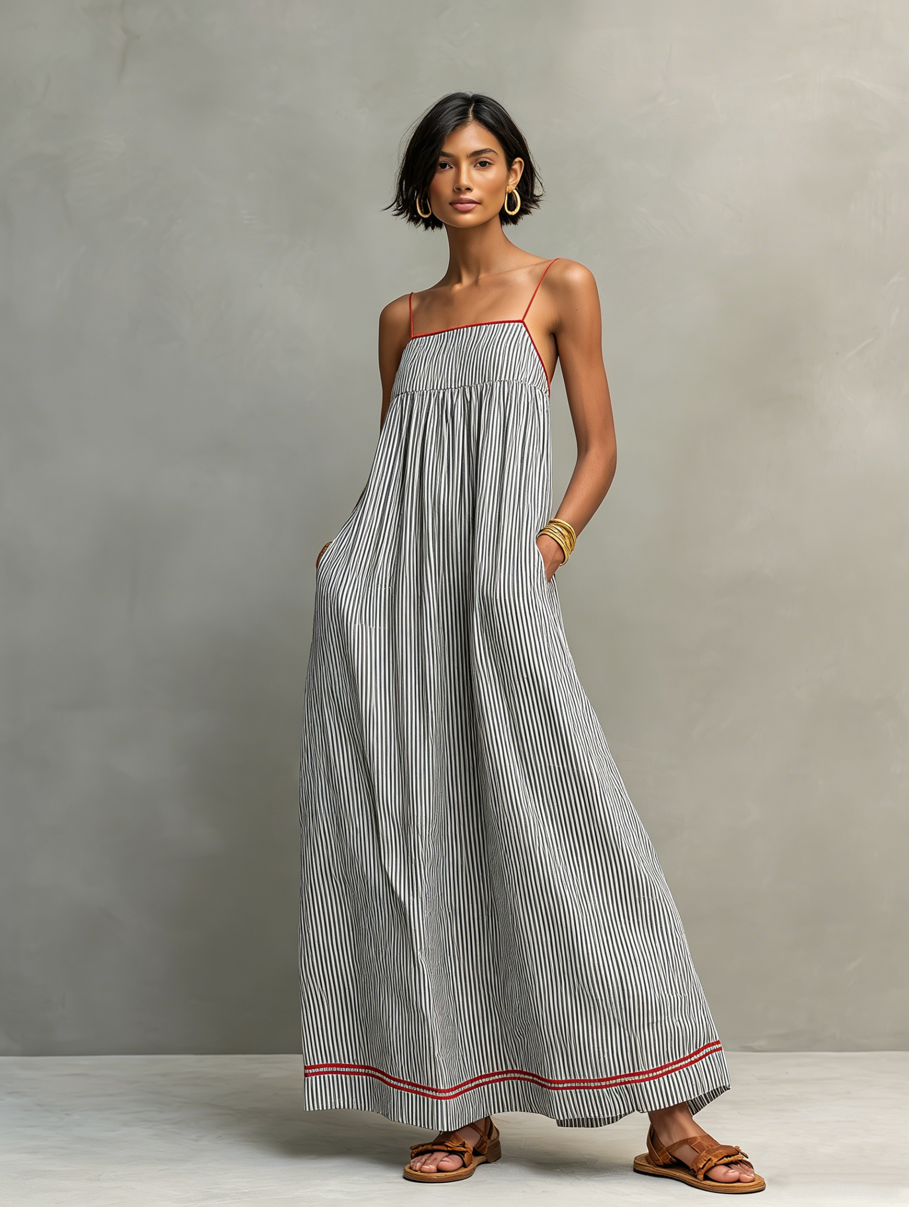 Amelia | Minimalist Striped Maxi Dress