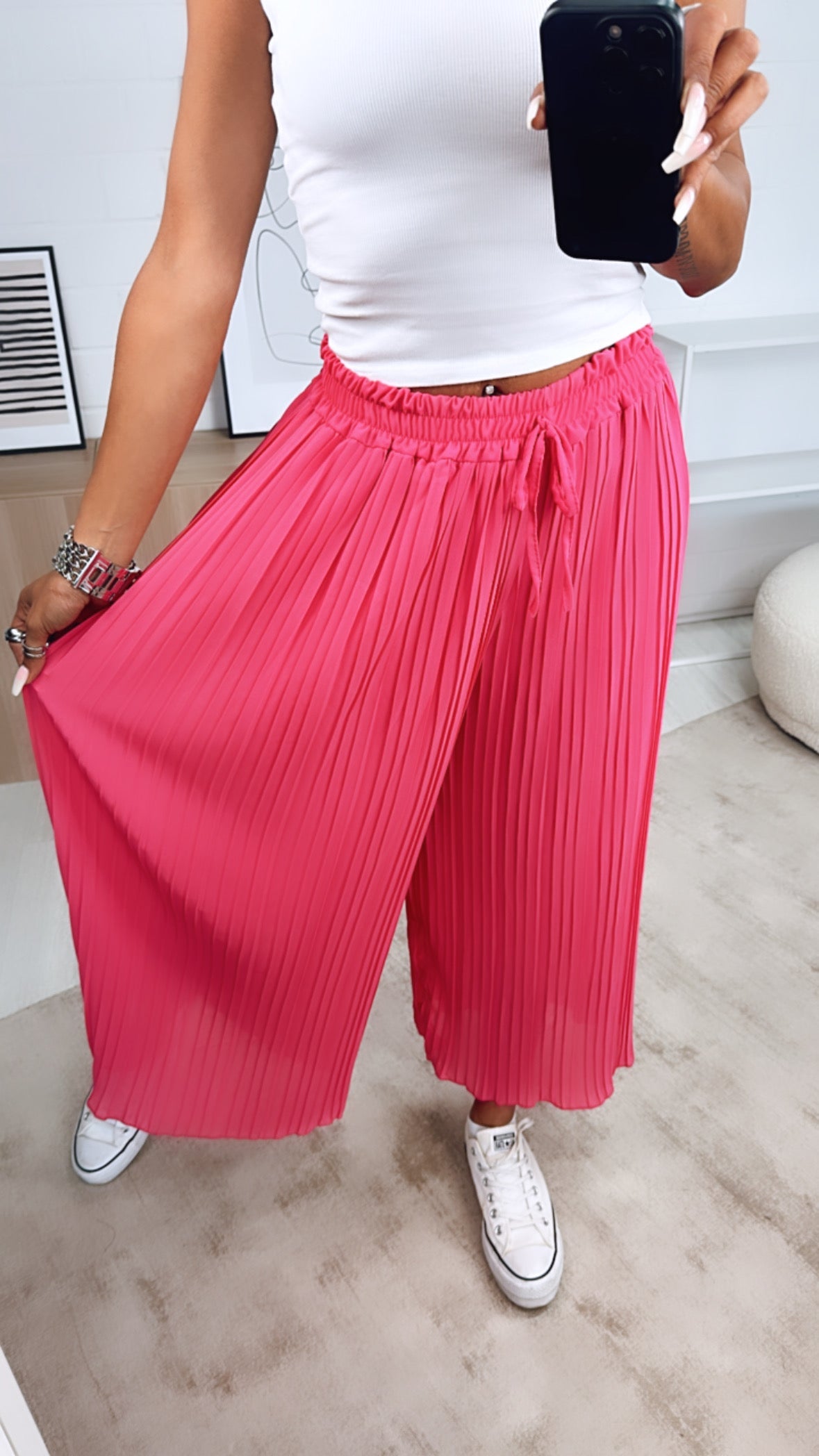 Lucy | Dark Pink Pleated Summer Pants