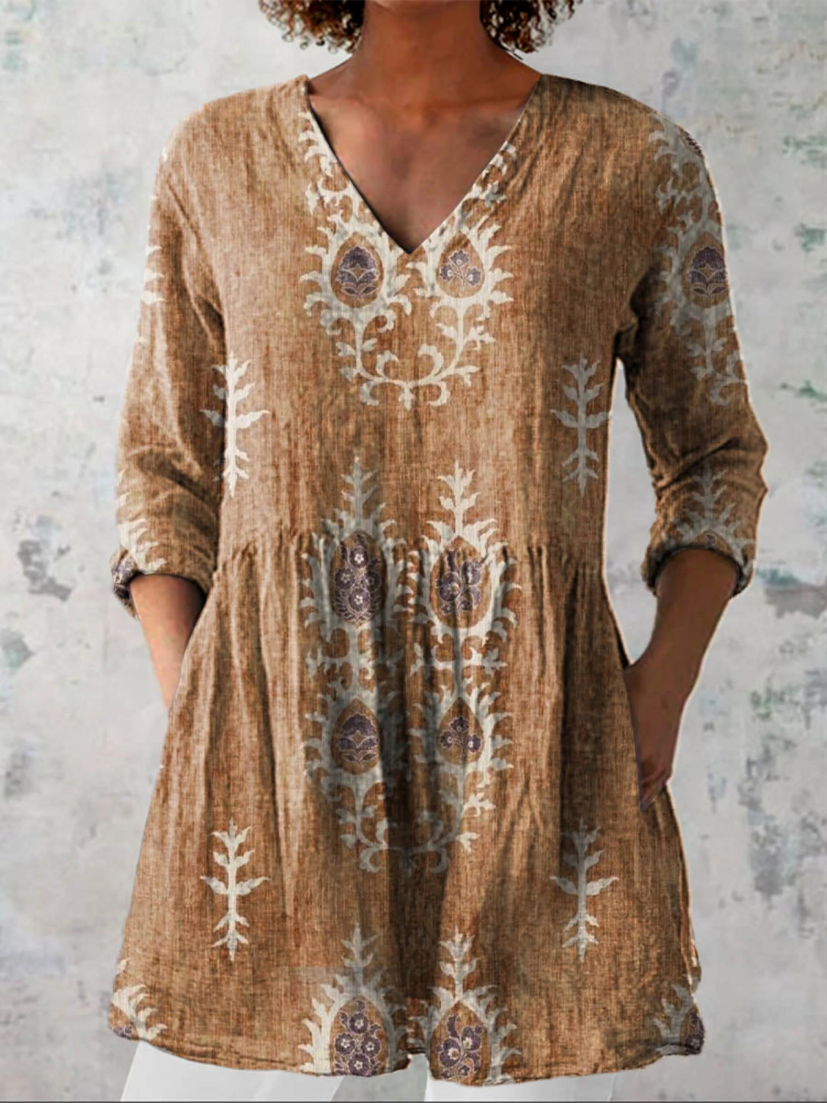 Maravelle - Long Blouse with V-Neck