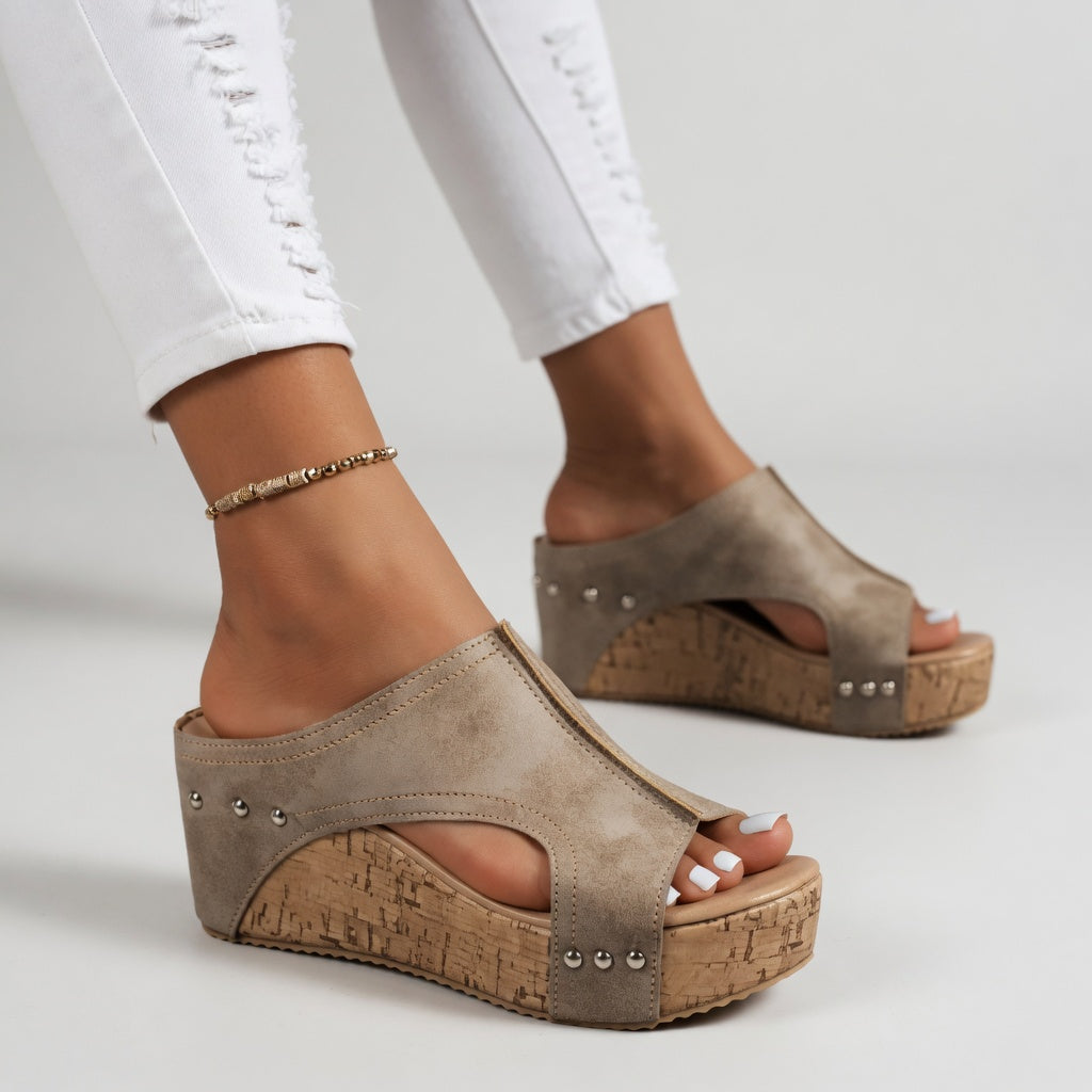 Gina | Relaxed Cork Mule Heels