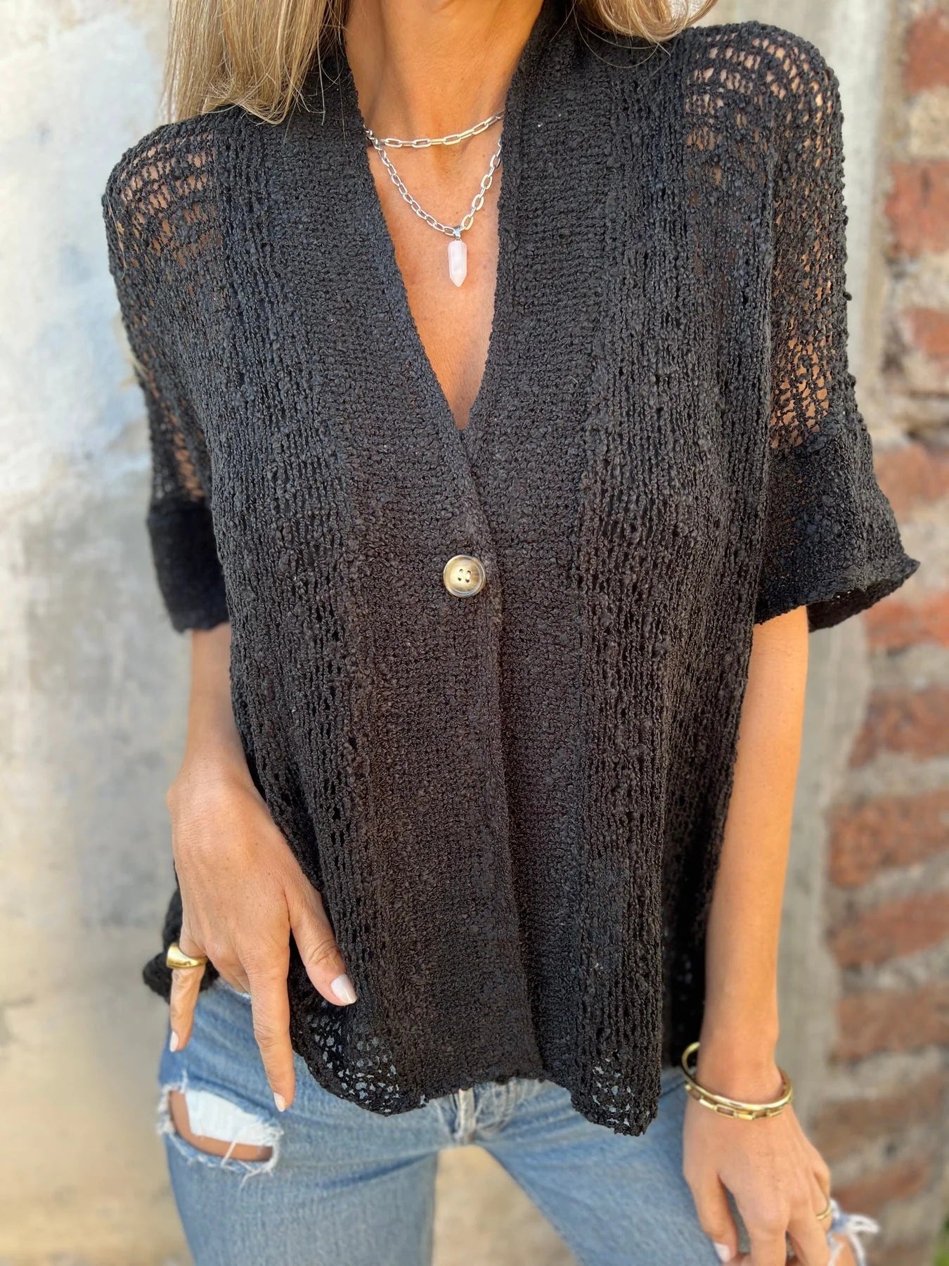 Carol | Openwork Knit Gilet