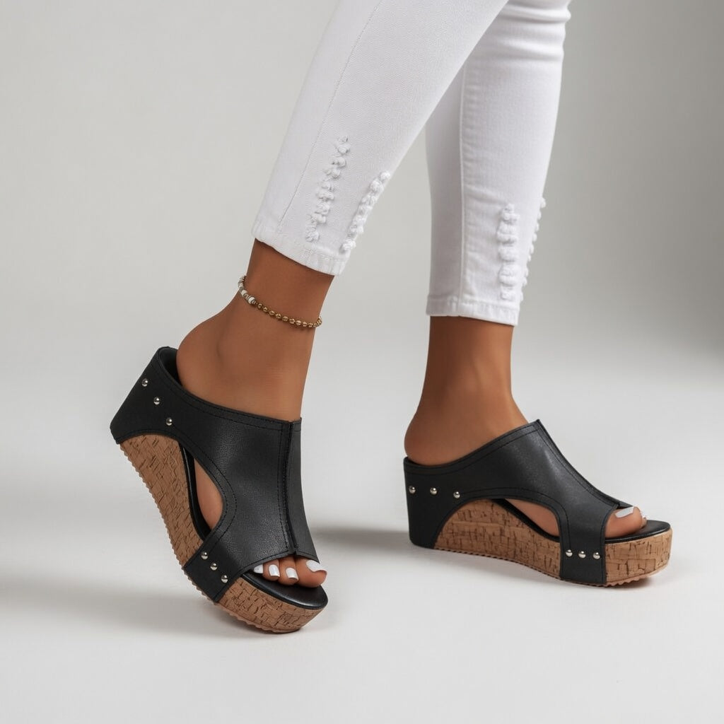 Gina | Relaxed Cork Mule Heels