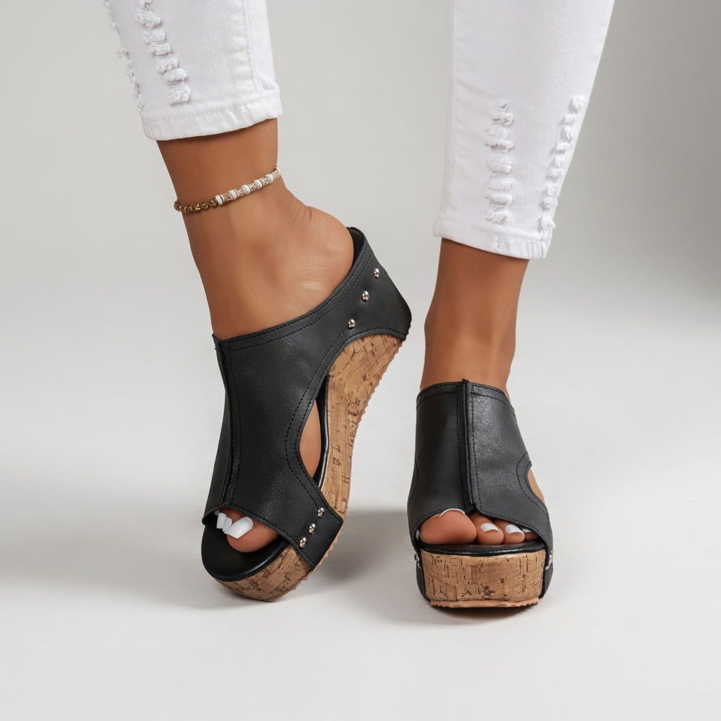 Gina | Relaxed Cork Mule Heels