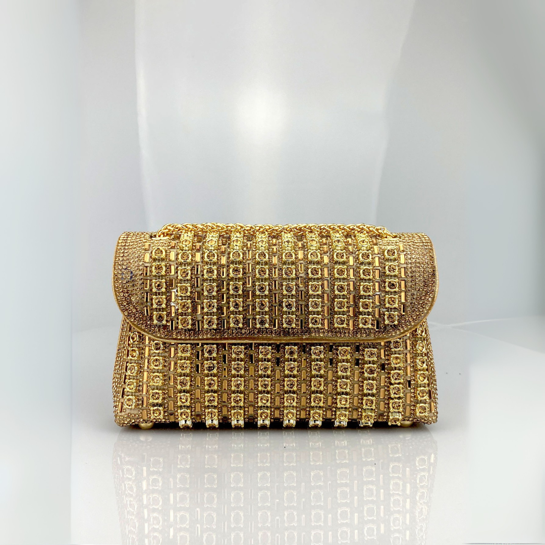 Beverly | Diamond Chain Shoulder Bag - Gold
