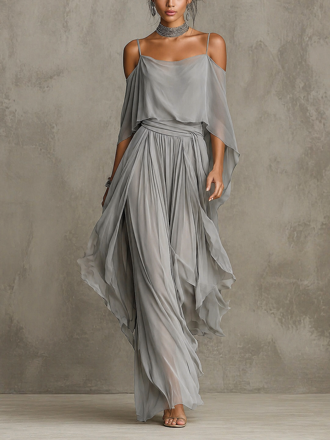 Isabela | Gray Tank Top & Flowing Pants Set