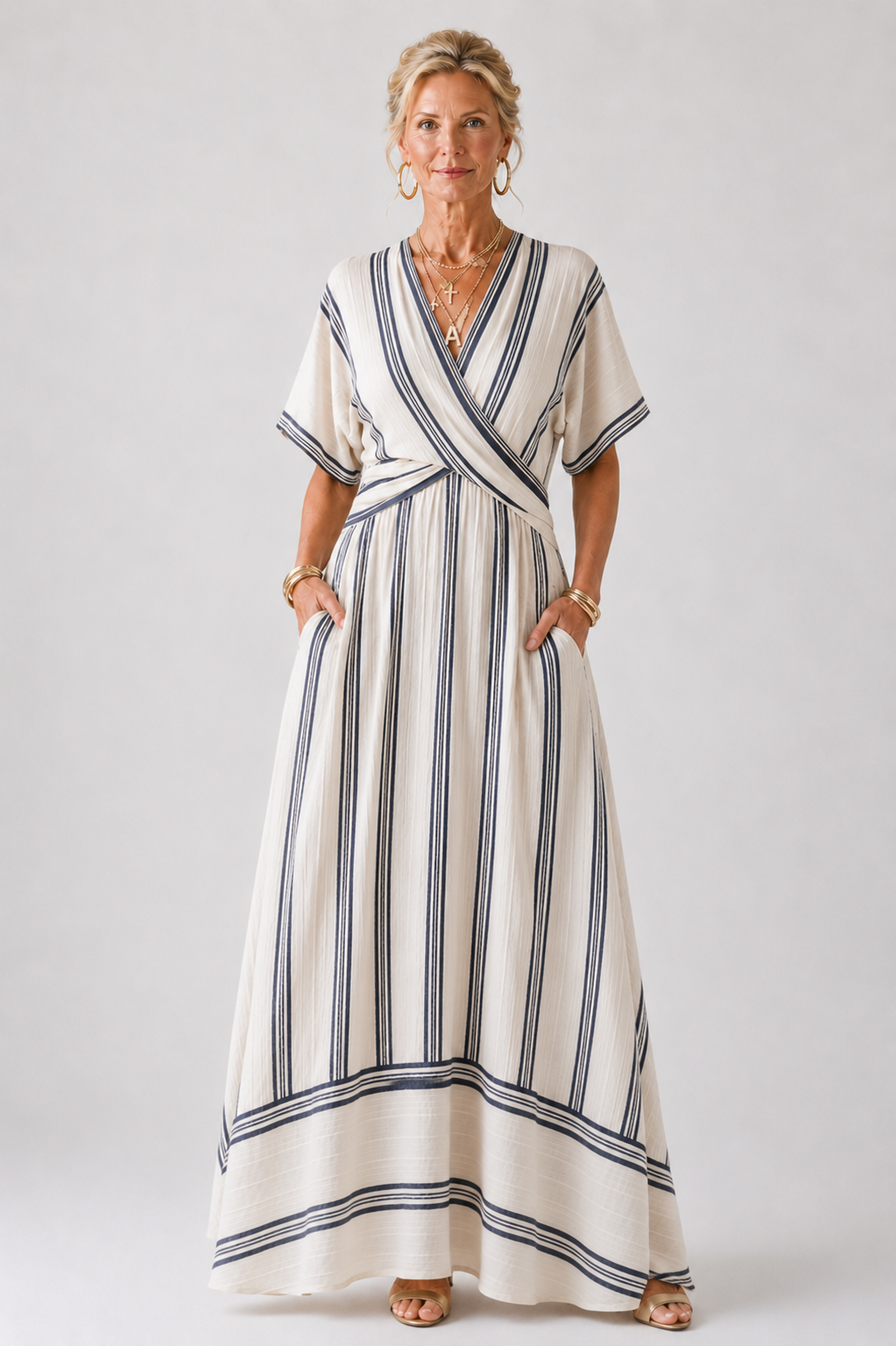 Thalassa | Short Sleeve Wrap Waist Maxi Dress
