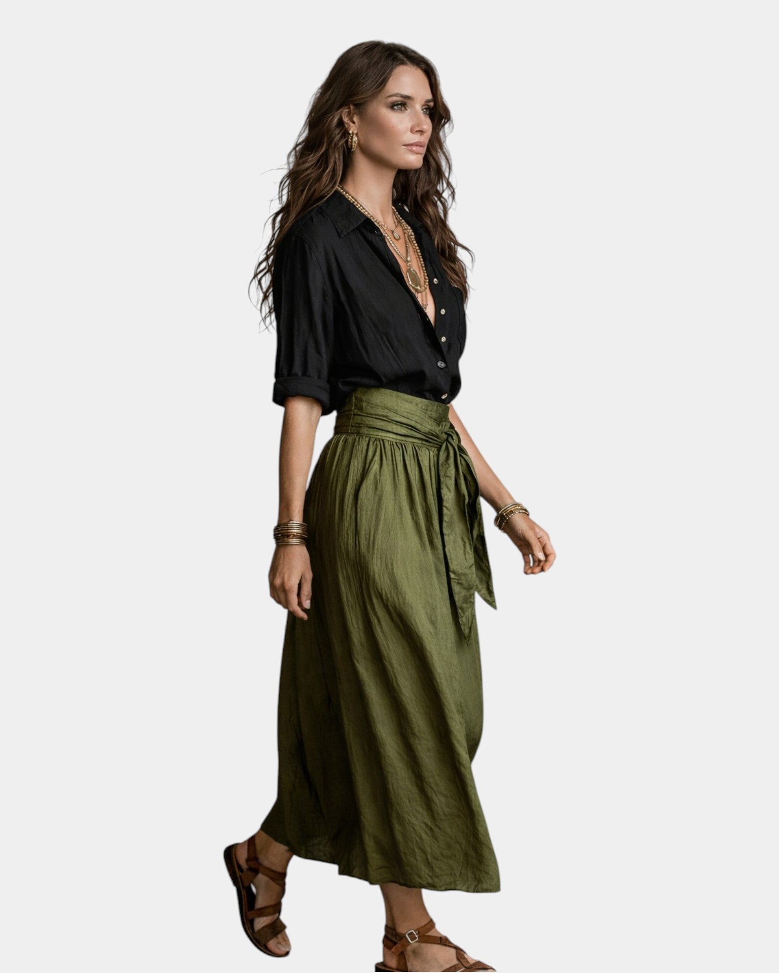 Dione | Elegant Shirt and Midi Skirt Set
