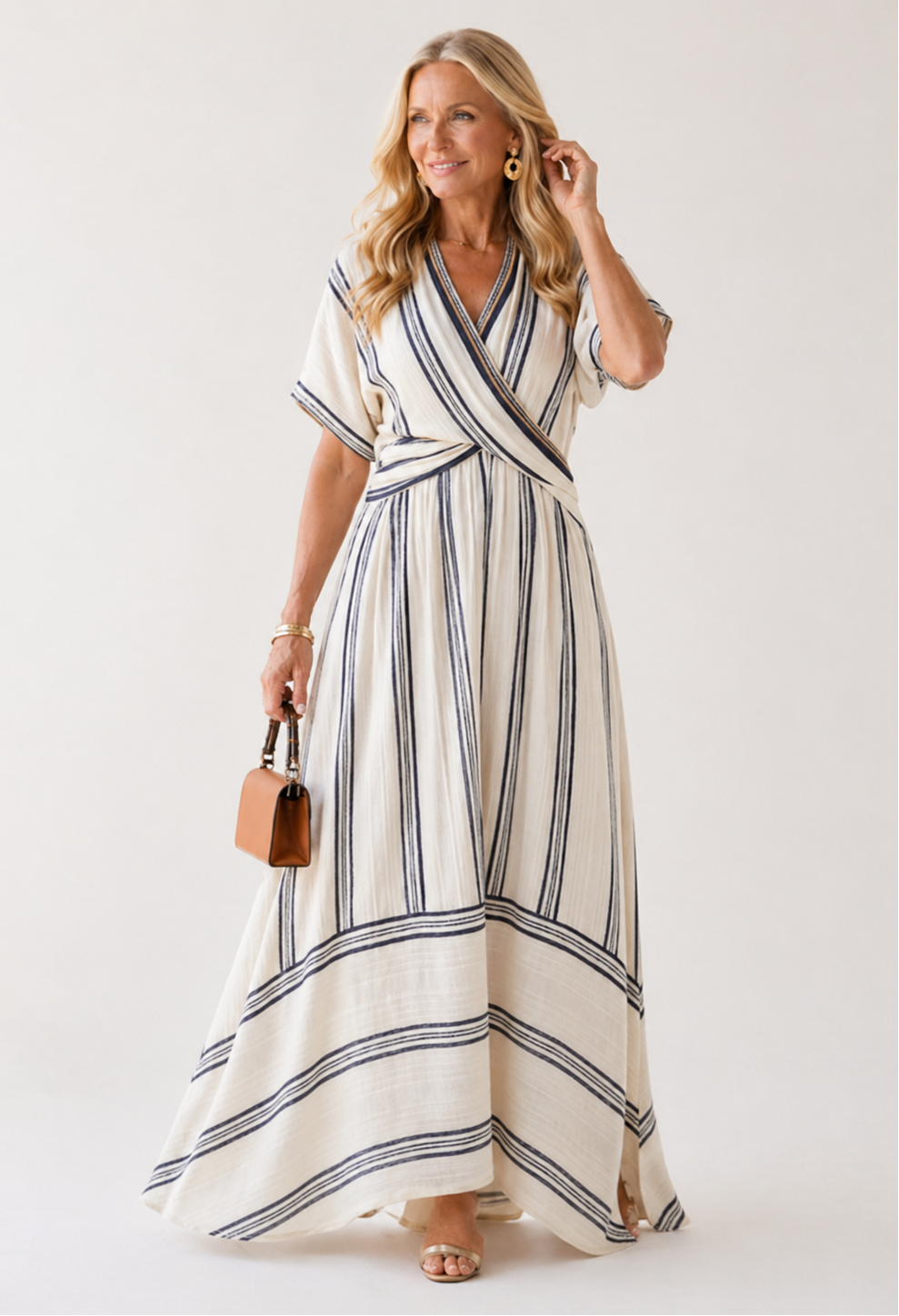 Thalassa | Short Sleeve Wrap Waist Maxi Dress