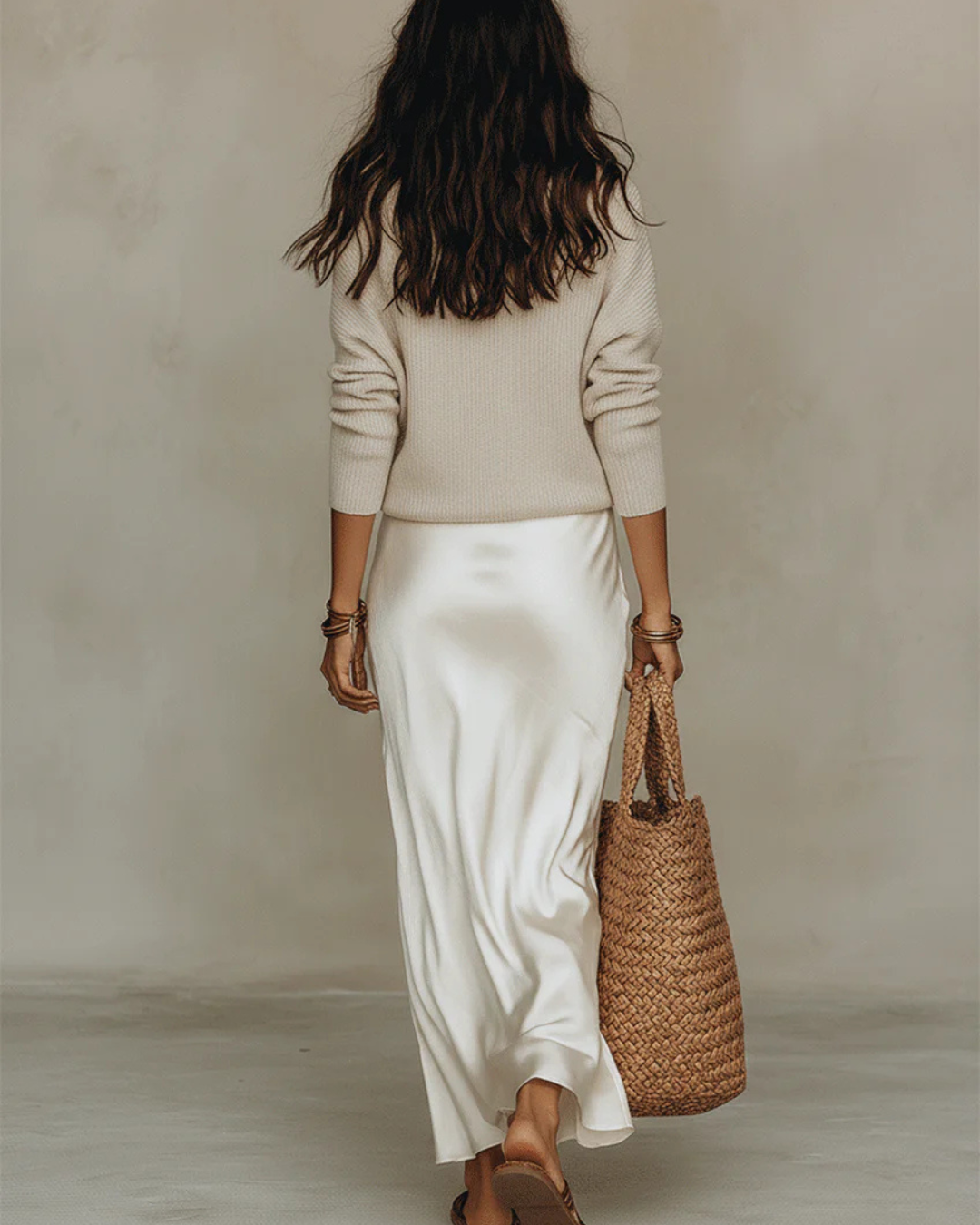 Selene | Satin Midi Dress with Sweater
