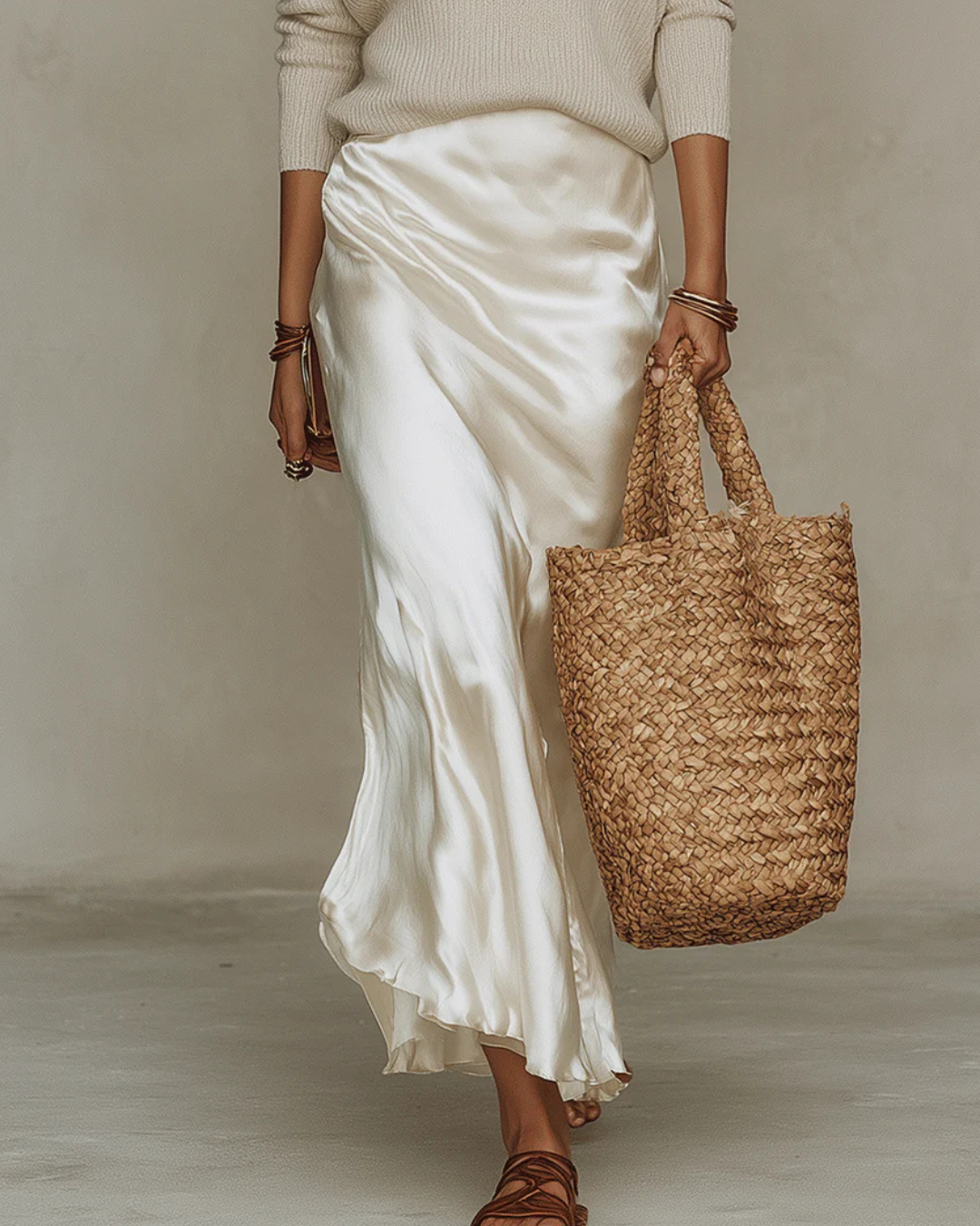 Selene | Satin Midi Dress with Sweater