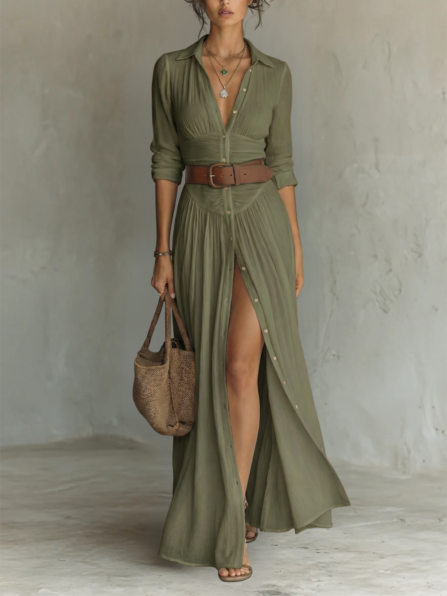 Melissa | Elegant Linen Maxi Dress
