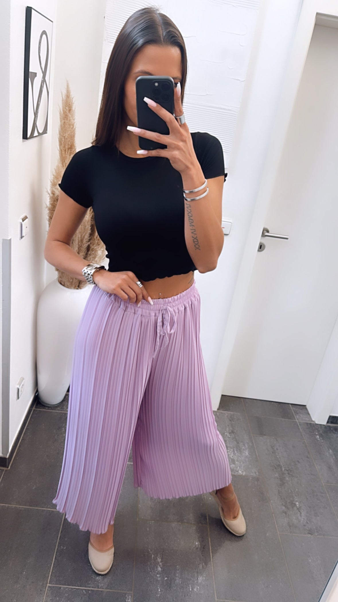 Hannah | Purple Pleated Summer Pants