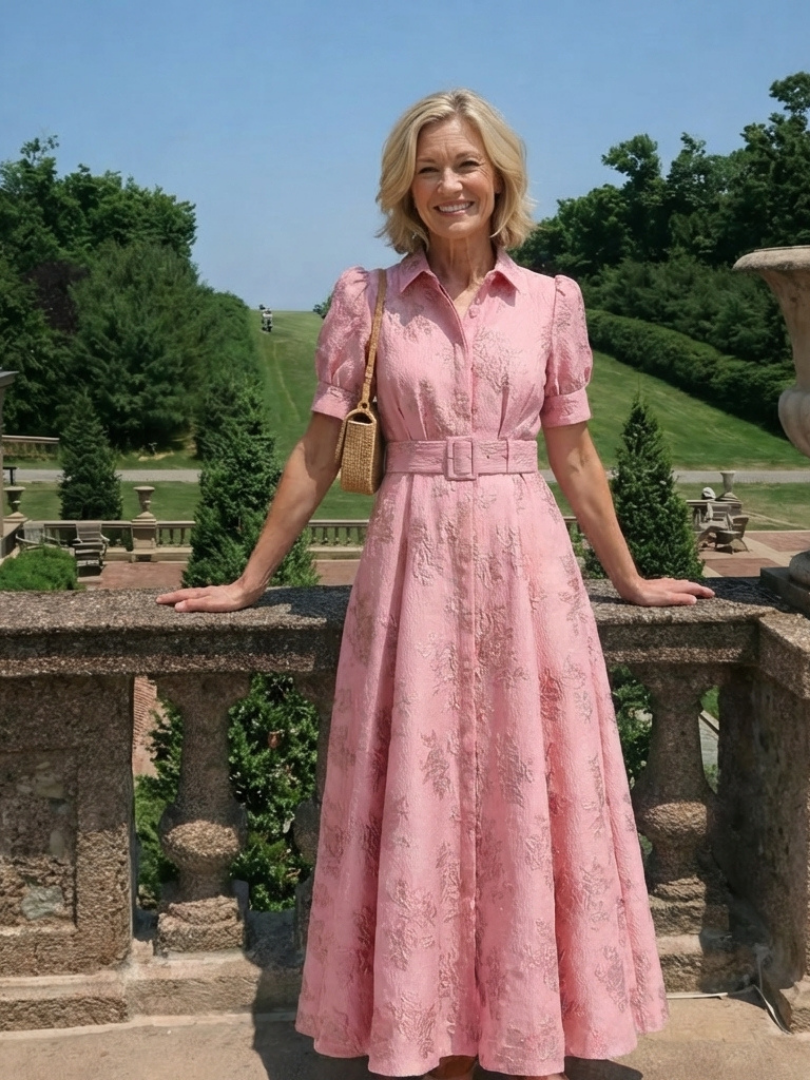 Xanthea | Short Sleeve Belted Floral Maxi Dress