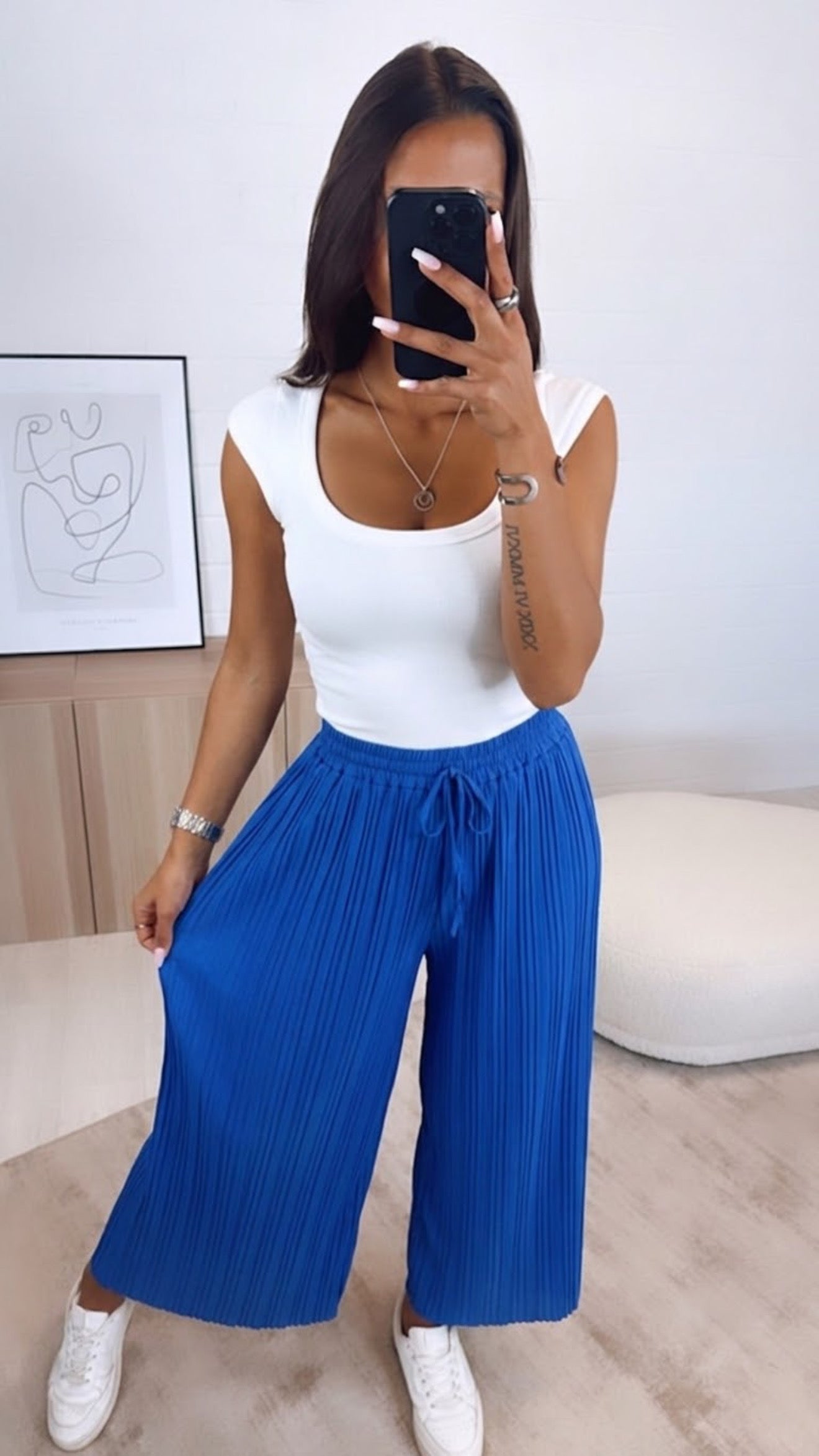 Mia | Royal Blue Pleated Summer Pants
