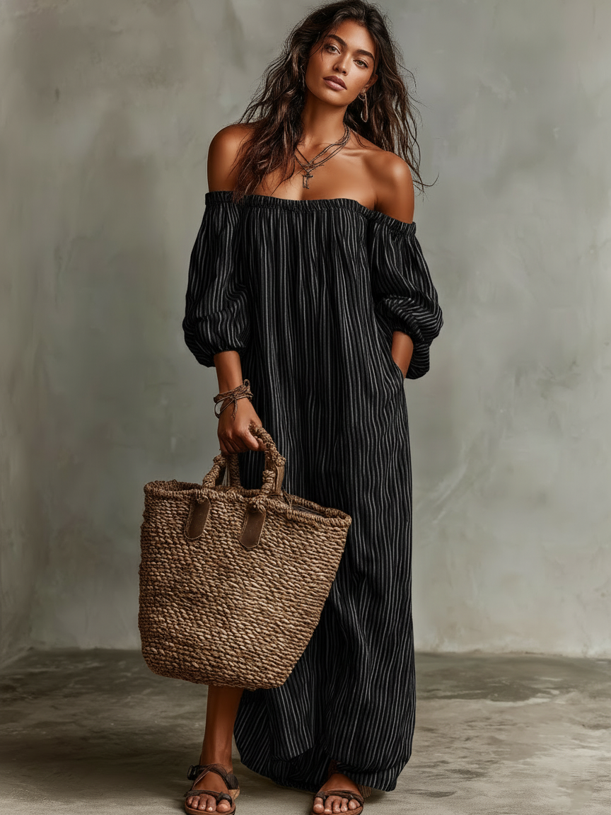 Sienna | Relaxed Off-Shoulder Maxi Dress