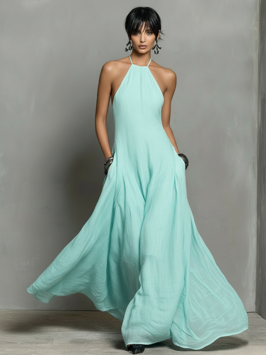 Elina | Minimalist Halter Maxi Dress