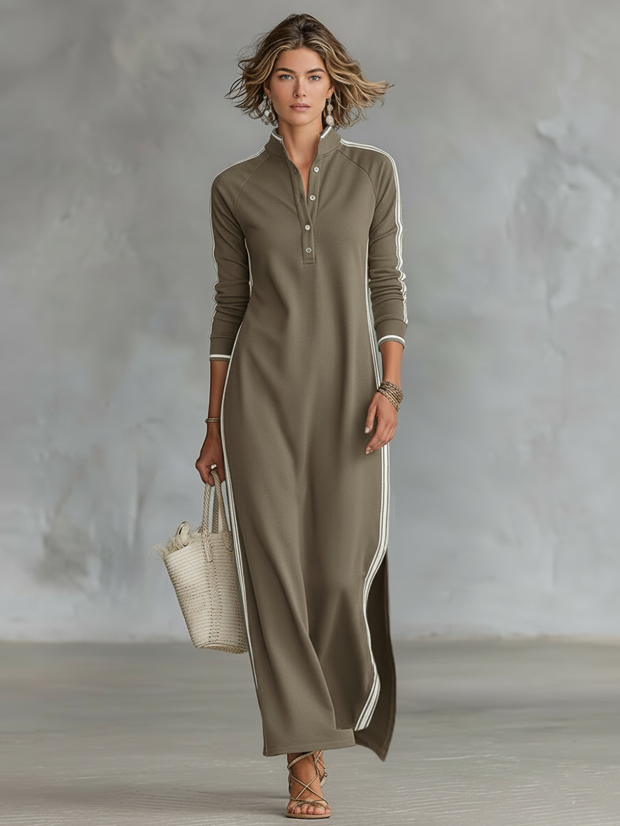 Elise | Button-Down Maxi Sweatshirt Dress