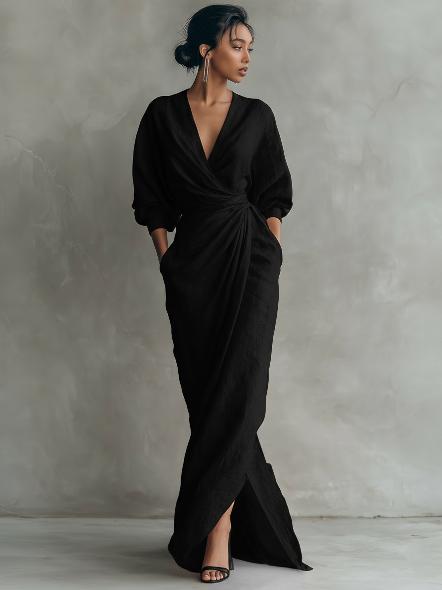 Elana | Elegant V-Neck Maxi Dress