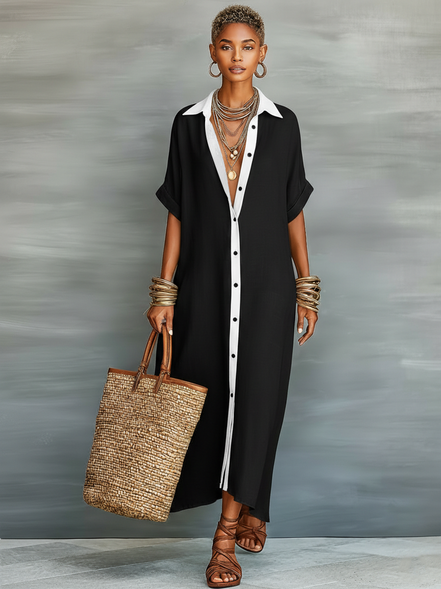 Sofia | Minimalist Short Sleeve Maxi Dress