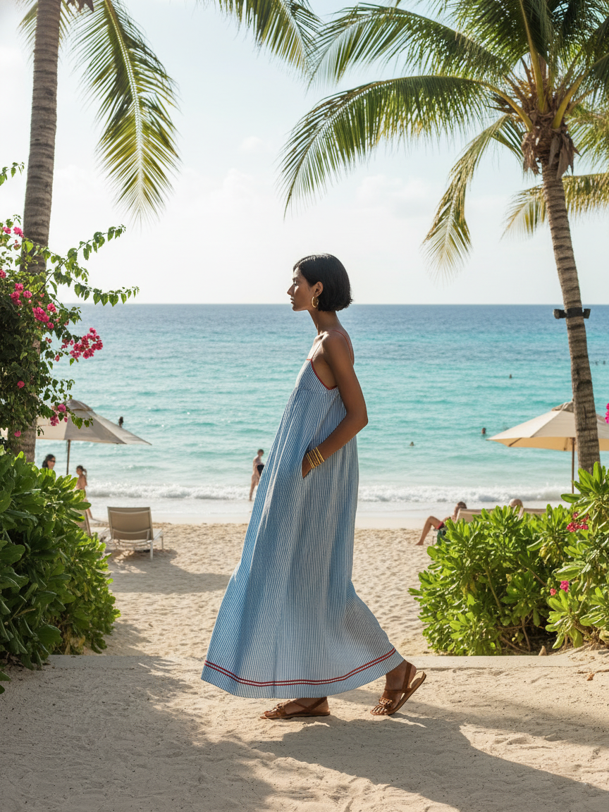 Amelia | Minimalist Striped Maxi Dress