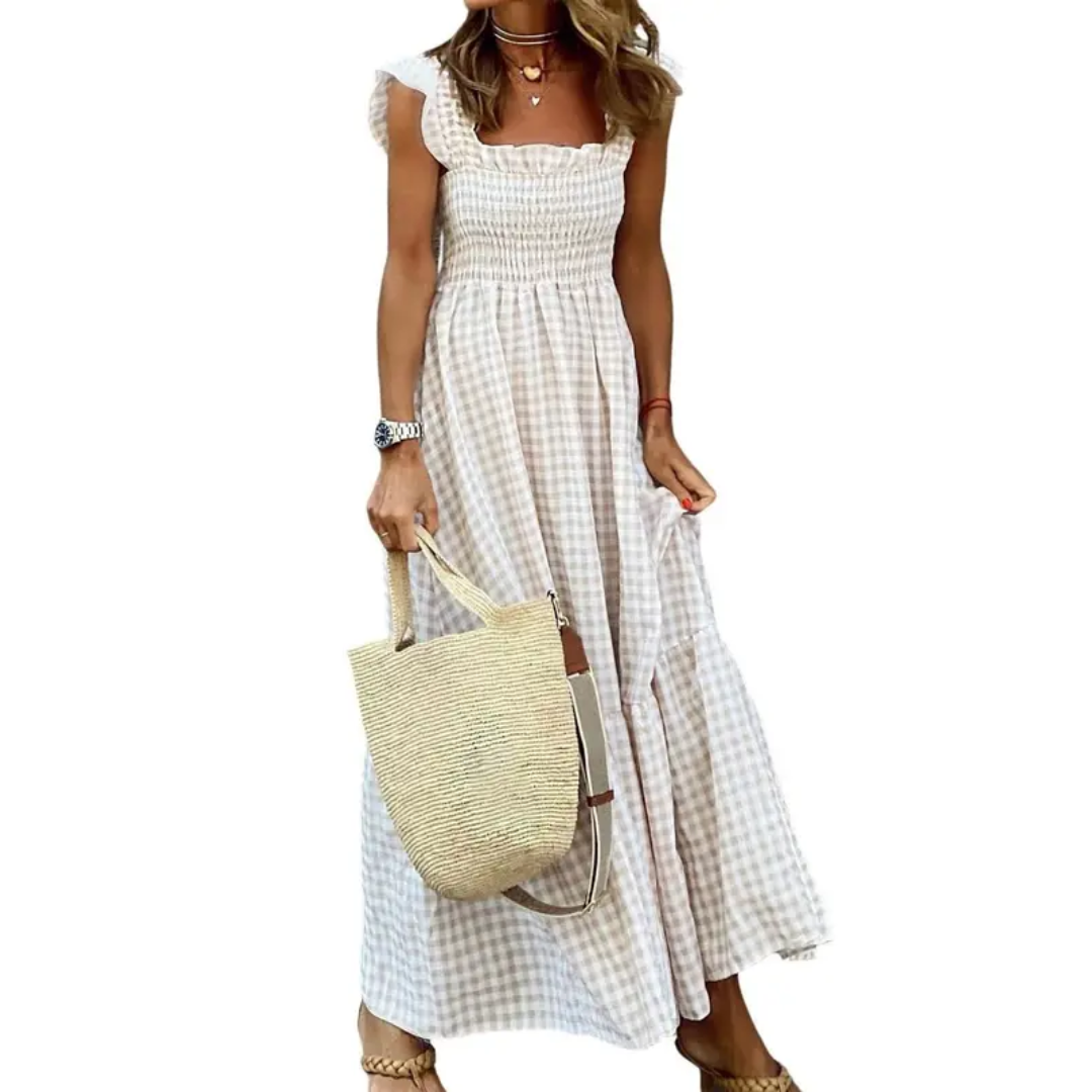 Jovienne | Elegant Retro Plaid Maxi Dress