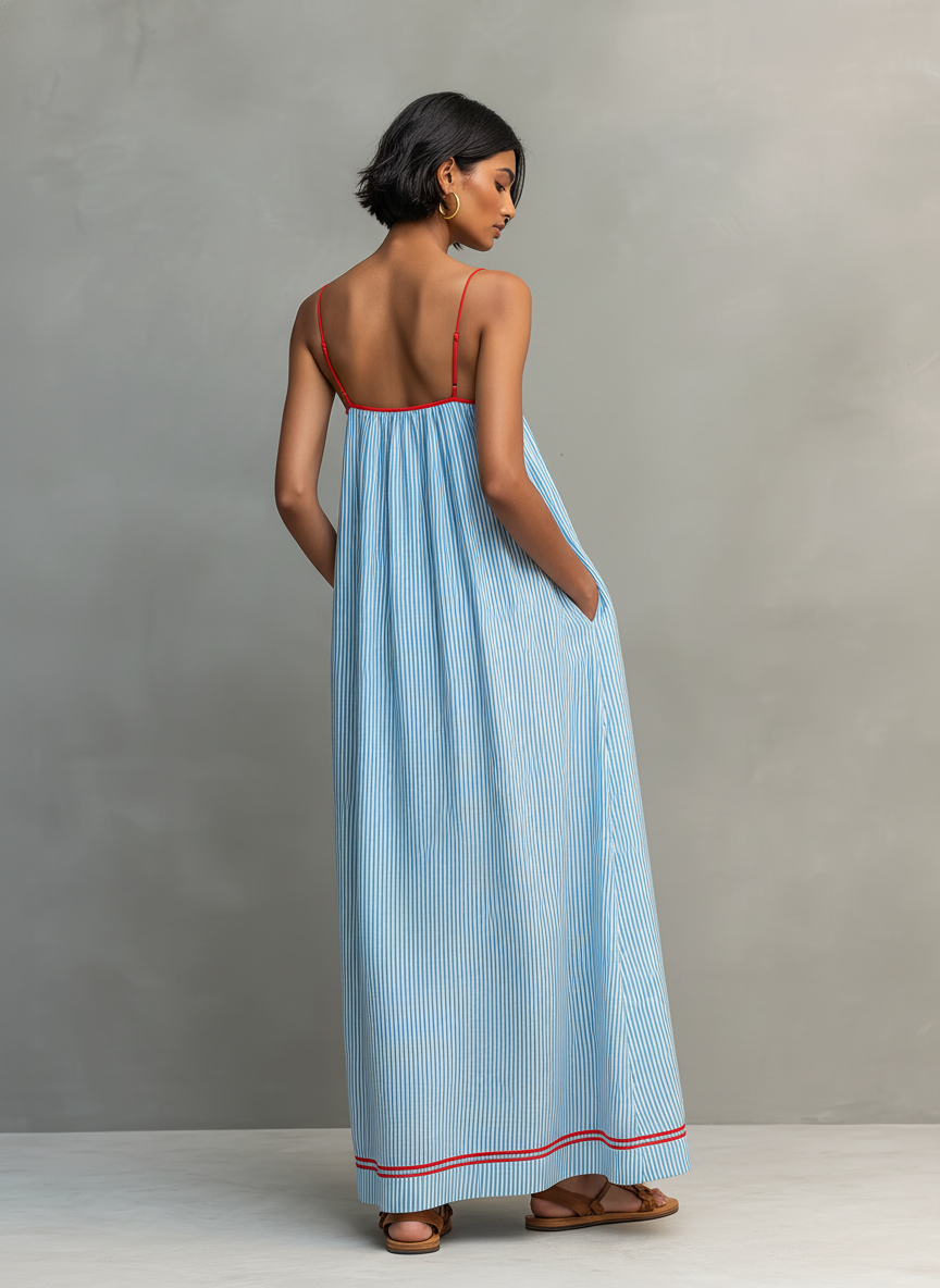 Amelia | Minimalist Striped Maxi Dress