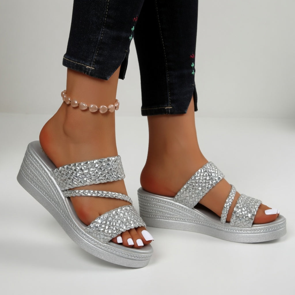 Amelie | Braided Wedge Slide Sandals