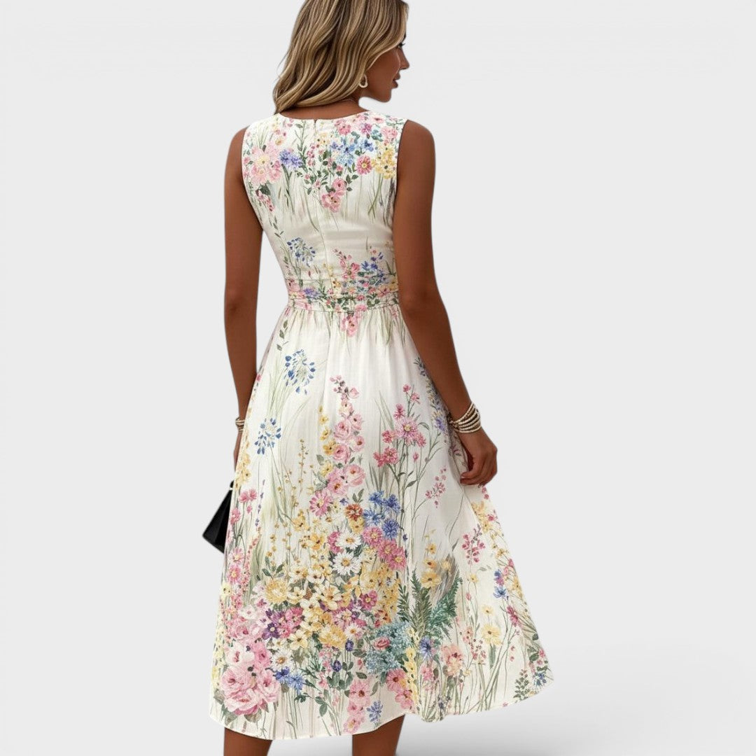 Tanya | Elegant Sleeveless Floral Midi Dress