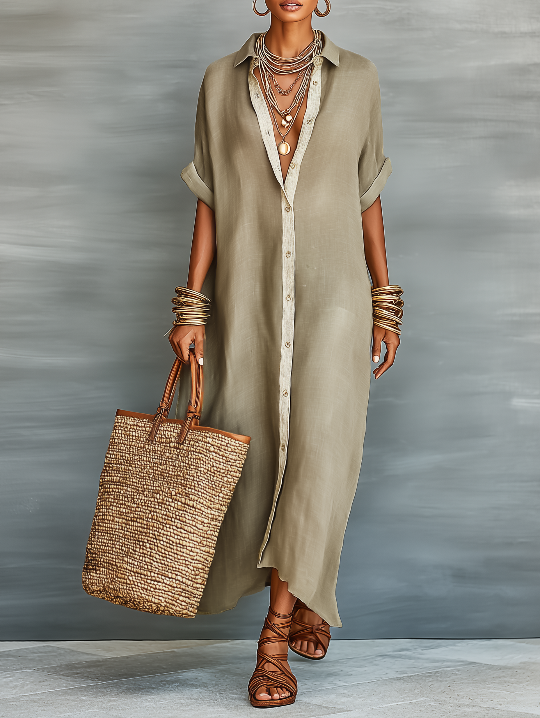 Sofia | Minimalist Short Sleeve Maxi Dress