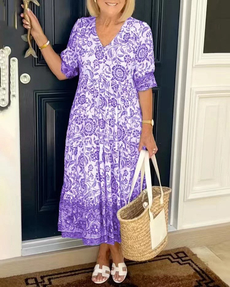 Ellie | Elegant Floral V-Neck Dress