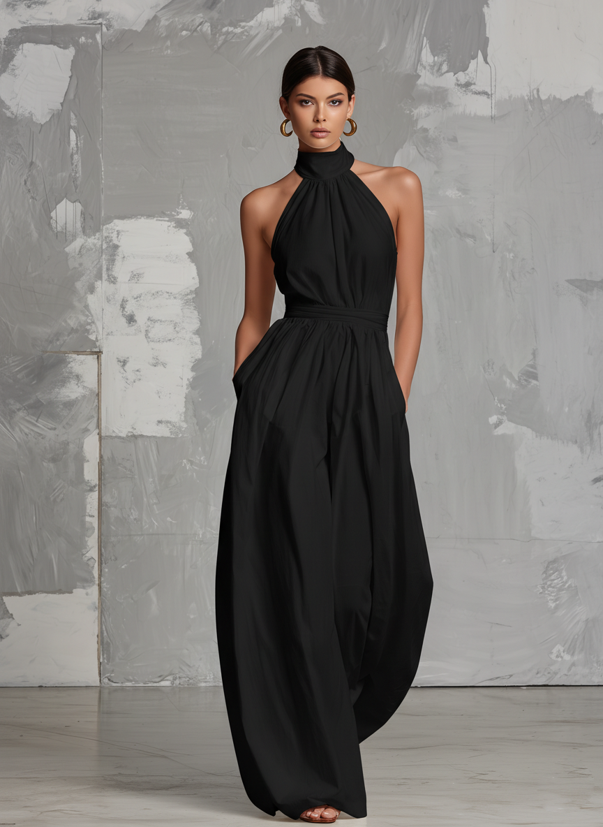 Zoltán | Elegant Sleeveless Halter-Neck Jumpsuit