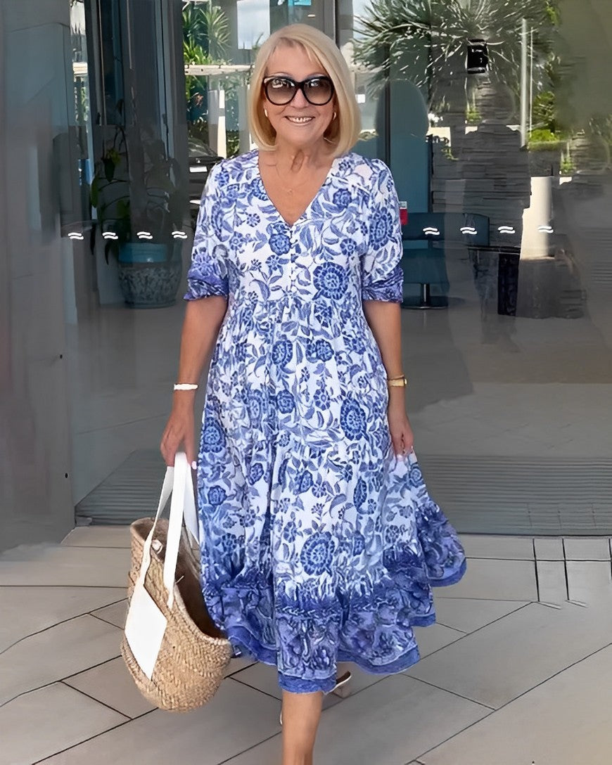 Ellie | Elegant Floral V-Neck Dress
