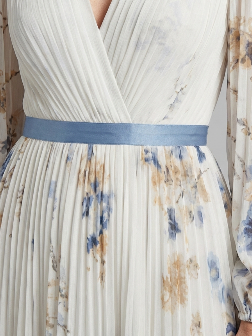 Rowella | Long Sleeve V Neck Floral Maxi Dress